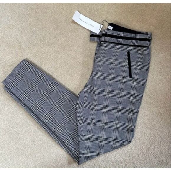 NWT - VERONICA BEARD White, Gray, and Black Glen Plaid "Cigarette" Pants - 6 - Picture 2 of 11